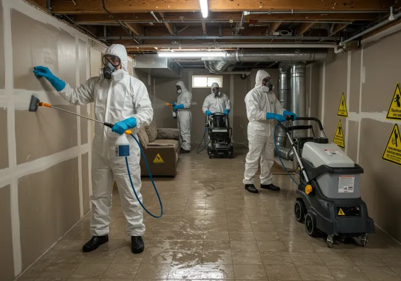 Basement Moisture Removal and Structural Drying process in University Heights, IA